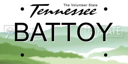 BATTOY Tennessee License Plate