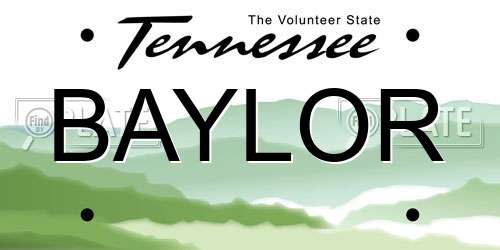 BAYLOR Tennessee License Plate