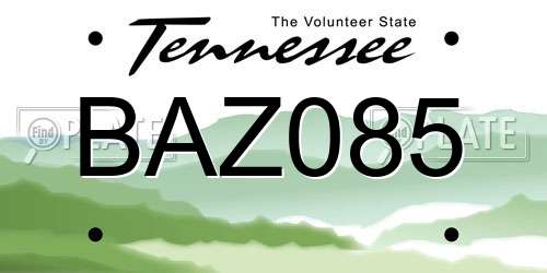 BAZ085 Tennessee License Plate