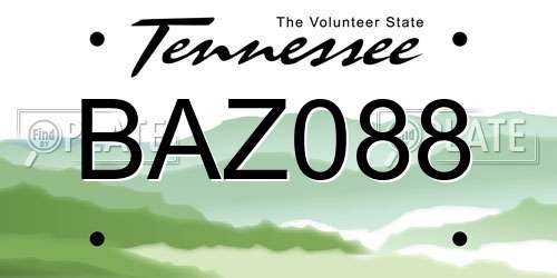 BAZ088 Tennessee License Plate