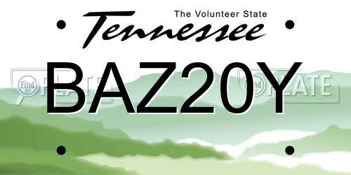 BAZ20Y Tennessee License Plate