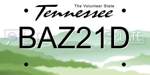 BAZ21D Tennessee License Plate