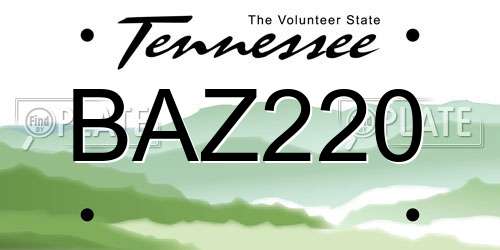 BAZ220 Tennessee License Plate