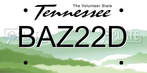 BAZ22D Tennessee License Plate