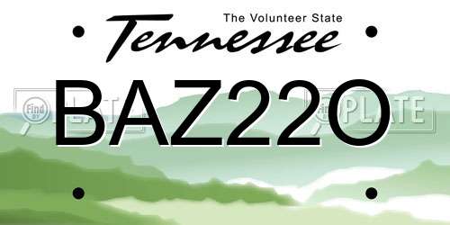 BAZ22O Tennessee License Plate