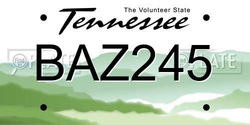 BAZ245 Tennessee License Plate