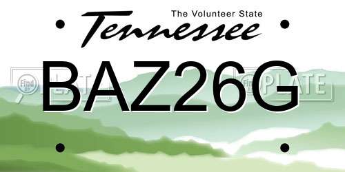 BAZ26G Tennessee License Plate
