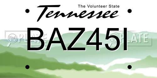 BAZ45I Tennessee License Plate