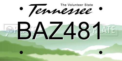 BAZ481 Tennessee License Plate