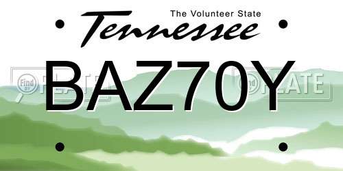 BAZ70Y Tennessee License Plate