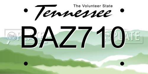 BAZ710 Tennessee License Plate