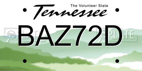 BAZ72D Tennessee License Plate