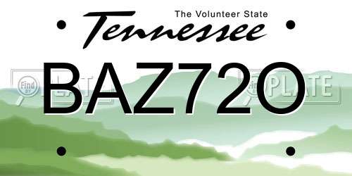 BAZ72O Tennessee License Plate