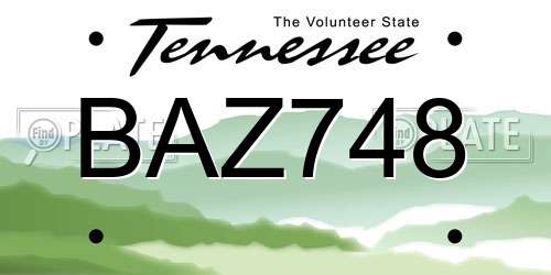 BAZ748 Tennessee License Plate