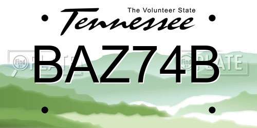 BAZ74B Tennessee License Plate