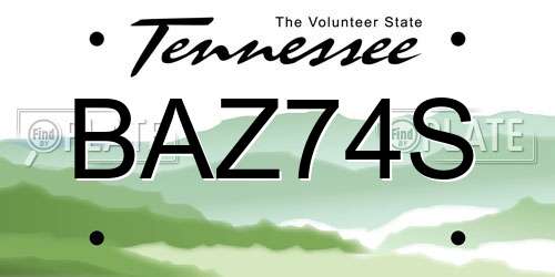 BAZ74S Tennessee License Plate