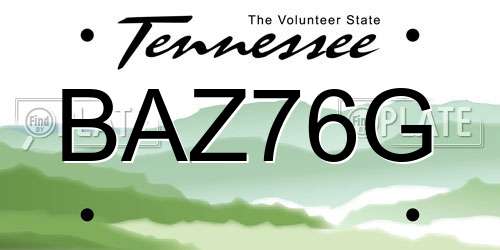 BAZ76G Tennessee License Plate