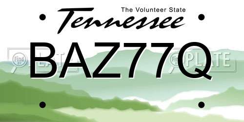 BAZ77Q Tennessee License Plate