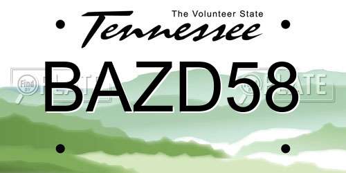 BAZD58 Tennessee License Plate