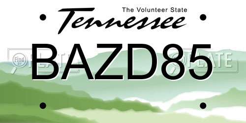BAZD85 Tennessee License Plate
