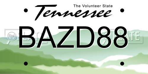 BAZD88 Tennessee License Plate