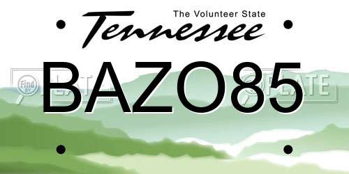 BAZO85 Tennessee License Plate