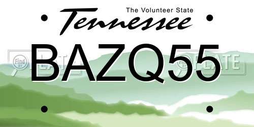 BAZQ55 Tennessee License Plate