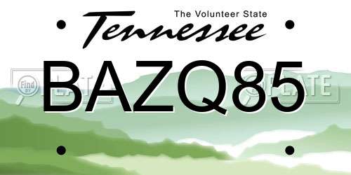 BAZQ85 Tennessee License Plate