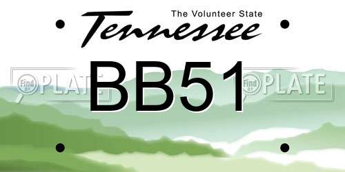 BB51 Tennessee License Plate