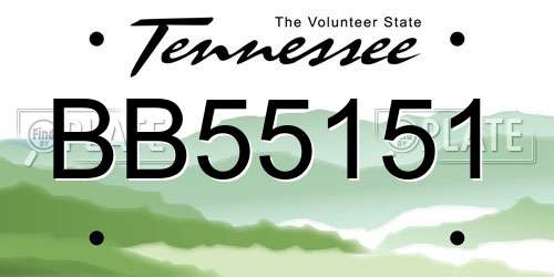 BB55151 Tennessee License Plate