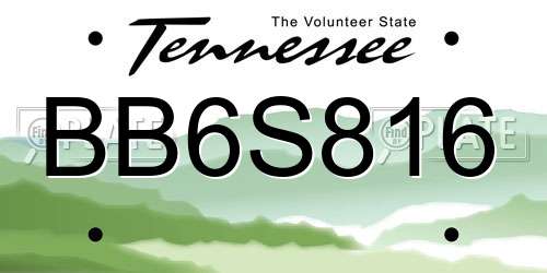 BB6S816 Tennessee License Plate