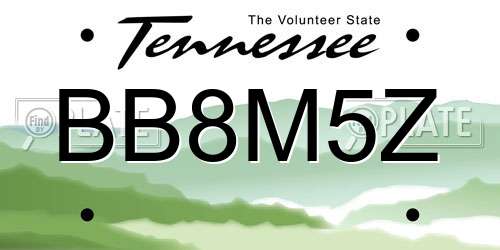 BB8M5Z Tennessee License Plate