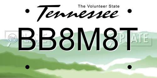 BB8M8T Tennessee License Plate