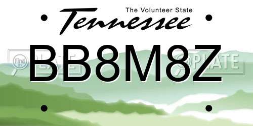 BB8M8Z Tennessee License Plate