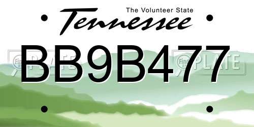 BB9B477 Tennessee License Plate