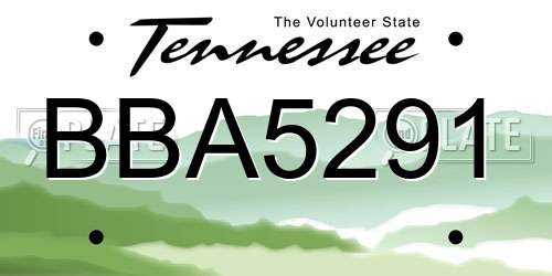 BBA5291 Tennessee License Plate