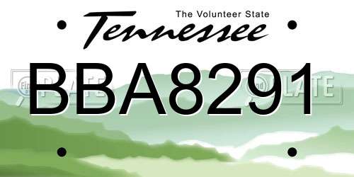 BBA8291 Tennessee License Plate