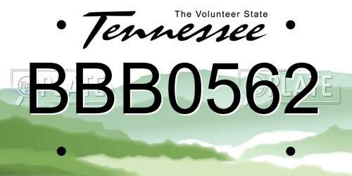 BBB0562 Tennessee License Plate
