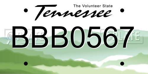 BBB0567 Tennessee License Plate