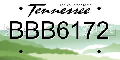 BBB6172 Tennessee License Plate