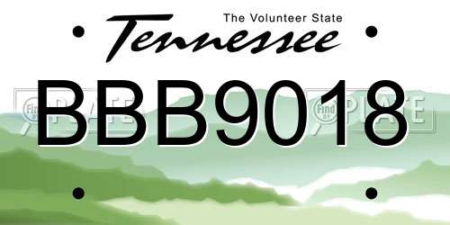 BBB9018 Tennessee License Plate