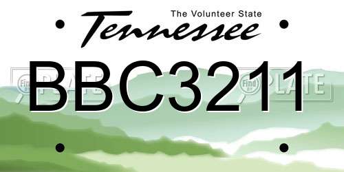 BBC3211 Tennessee License Plate