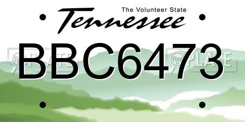 BBC6473 Tennessee License Plate