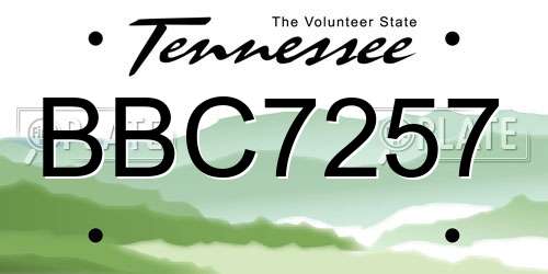 BBC7257 Tennessee License Plate