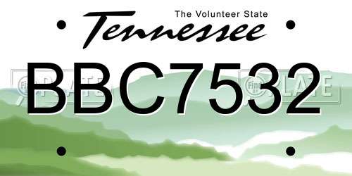 BBC7532 Tennessee License Plate