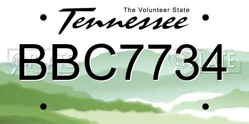 BBC7734 Tennessee License Plate