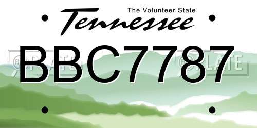 BBC7787 Tennessee License Plate