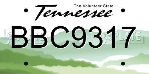 BBC9317 Tennessee License Plate