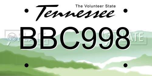 BBC998 Tennessee License Plate