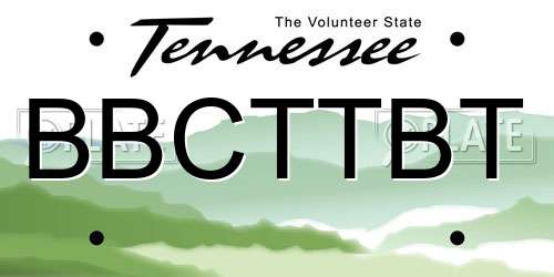 BBCTTBT Tennessee License Plate
